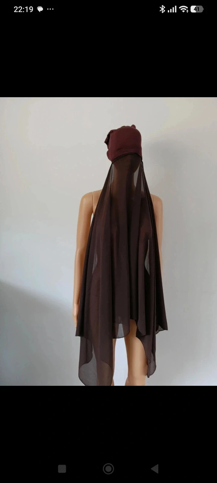 Hijab Khimar long marron chocolat 175 × 75 cm – Voile fluide et léger